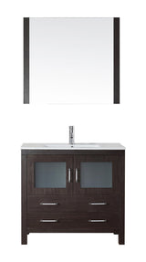 Virtu USA Dior 36" Single Bath Vanity with Slim White Ceramic Top and Square Sink with Polished Chrome Faucet and Mirror - Luxe Bathroom Vanities Luxury Bathroom Fixtures Bathroom Furniture