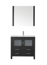 Virtu USA Dior 36" Single Bath Vanity with Slim White Ceramic Top and Square Sink with Polished Chrome Faucet and Mirror - Luxe Bathroom Vanities Luxury Bathroom Fixtures Bathroom Furniture