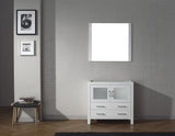 Virtu USA Dior 36" Single Bath Vanity with White Ceramic Top and Integrated Square Sink with Matching Mirror