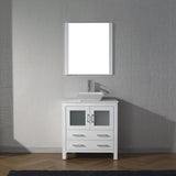 Virtu USA Dior 36" Single Bath Vanity with White Engineered Stone Top and Square Sink with Brushed Nickel Faucet with Matching Mirror