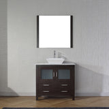 Virtu USA Dior 36" Single Bath Vanity with White Marble Top and Square Sink with Brushed Nickel Faucet with Matching Mirror