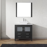 Virtu USA Dior 36" Single Bath Vanity with White Marble Top and Square Sink with Brushed Nickel Faucet with Matching Mirror