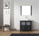 Virtu USA Dior 36" Single Bath Vanity with White Marble Top and Square Sink with Matching Mirror