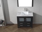 Virtu USA Dior 36" Single Bath Vanity with White Marble Top and Square Sink with Matching Mirror