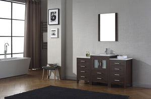 Virtu USA Dior 60" Single Bath Vanity with White Ceramic Top and Integrated Square Sink with Brushed Nickel Faucet with Matching Mirror