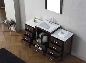 Virtu USA Dior 60" Single Bath Vanity with White Ceramic Top and Integrated Square Sink with Brushed Nickel Faucet with Matching Mirror