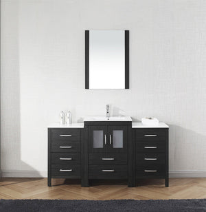 Virtu USA Dior 60" Single Bath Vanity with White Ceramic Top and Integrated Square Sink with Matching Mirror