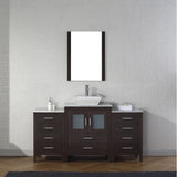 Virtu USA Dior 60" Single Bath Vanity with White Marble Top and Square Sink with Brushed Nickel Faucet with Matching Mirror