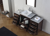 Virtu USA Dior 60" Single Bath Vanity with White Marble Top and Square Sink with Brushed Nickel Faucet with Matching Mirror