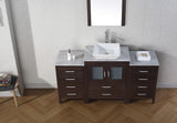 Virtu USA Dior 60" Single Bath Vanity with White Marble Top and Square Sink with Brushed Nickel Faucet with Matching Mirror