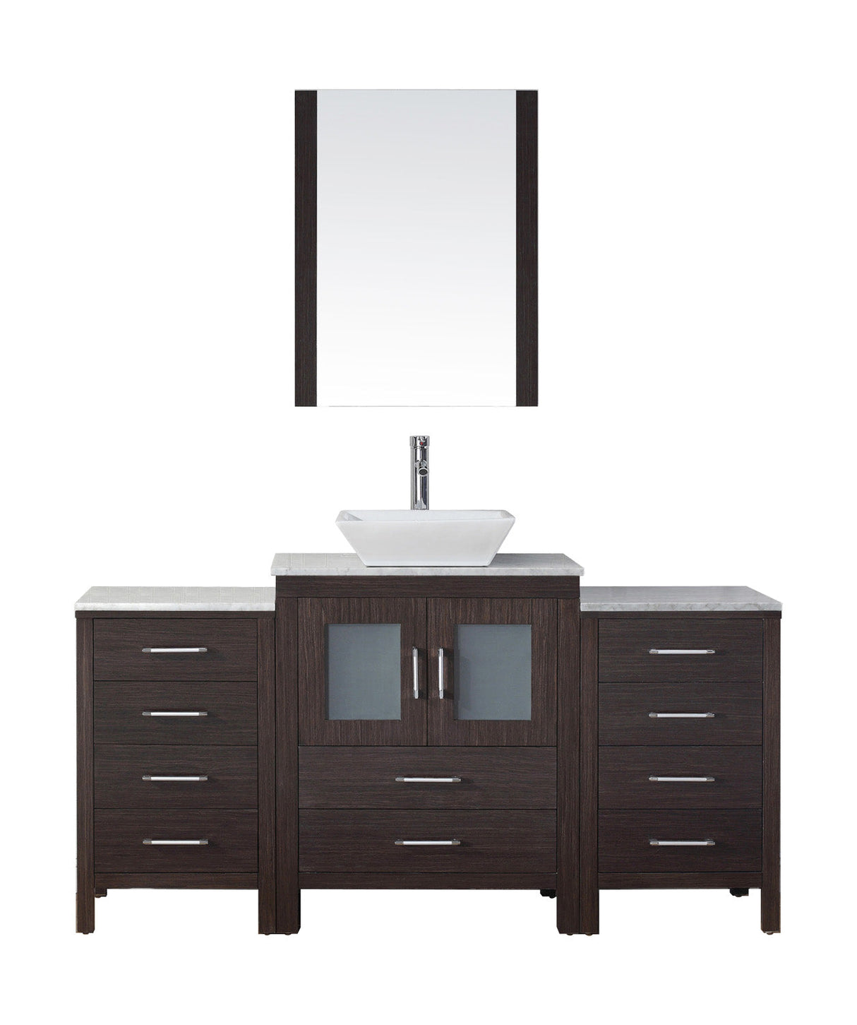 Virtu USA Dior 60" Single Bath Vanity with White Engineered Stone Top and Square Sink with Brushed Nickel Faucet and Mirror - Luxe Bathroom Vanities Luxury Bathroom Fixtures Bathroom Furniture