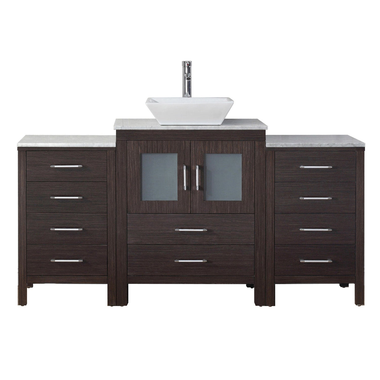 Virtu USA Dior 60" Single Bath Vanity with White Marble Top and Square Sink with Matching Mirror