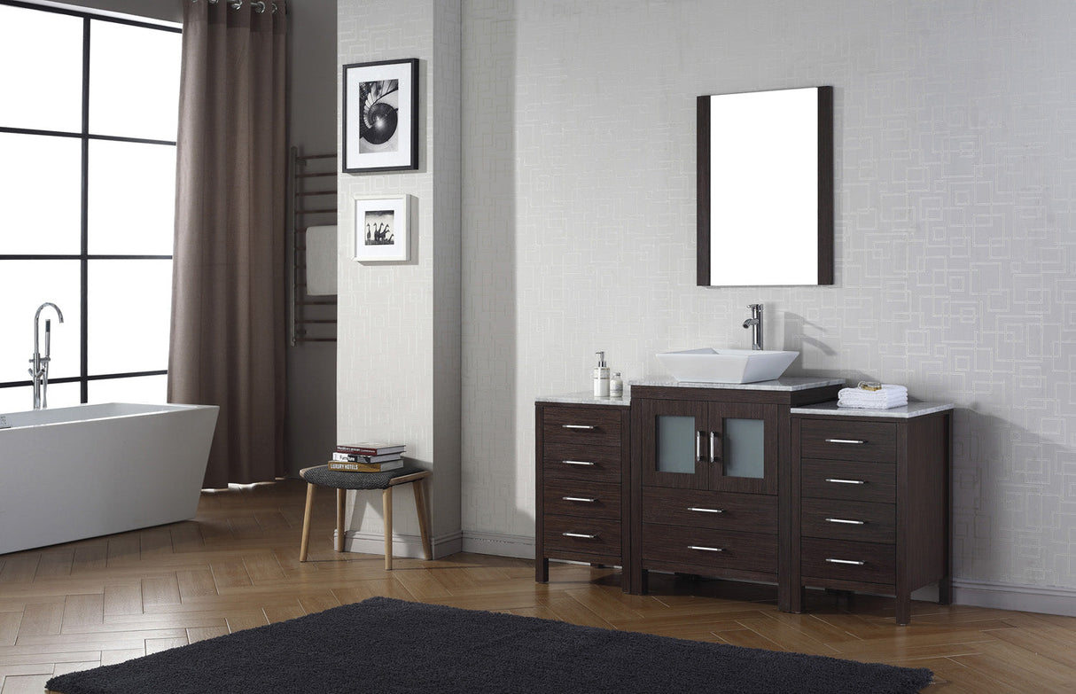 Virtu USA Dior 60" Single Bath Vanity with White Marble Top and Square Sink with Matching Mirror