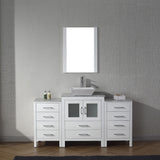 Virtu USA Dior 60" Single Bath Vanity with White Marble Top and Square Sink with Brushed Nickel Faucet with Matching Mirror