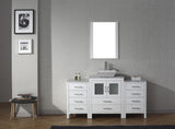 Virtu USA Dior 60" Single Bath Vanity with White Marble Top and Square Sink with Brushed Nickel Faucet with Matching Mirror