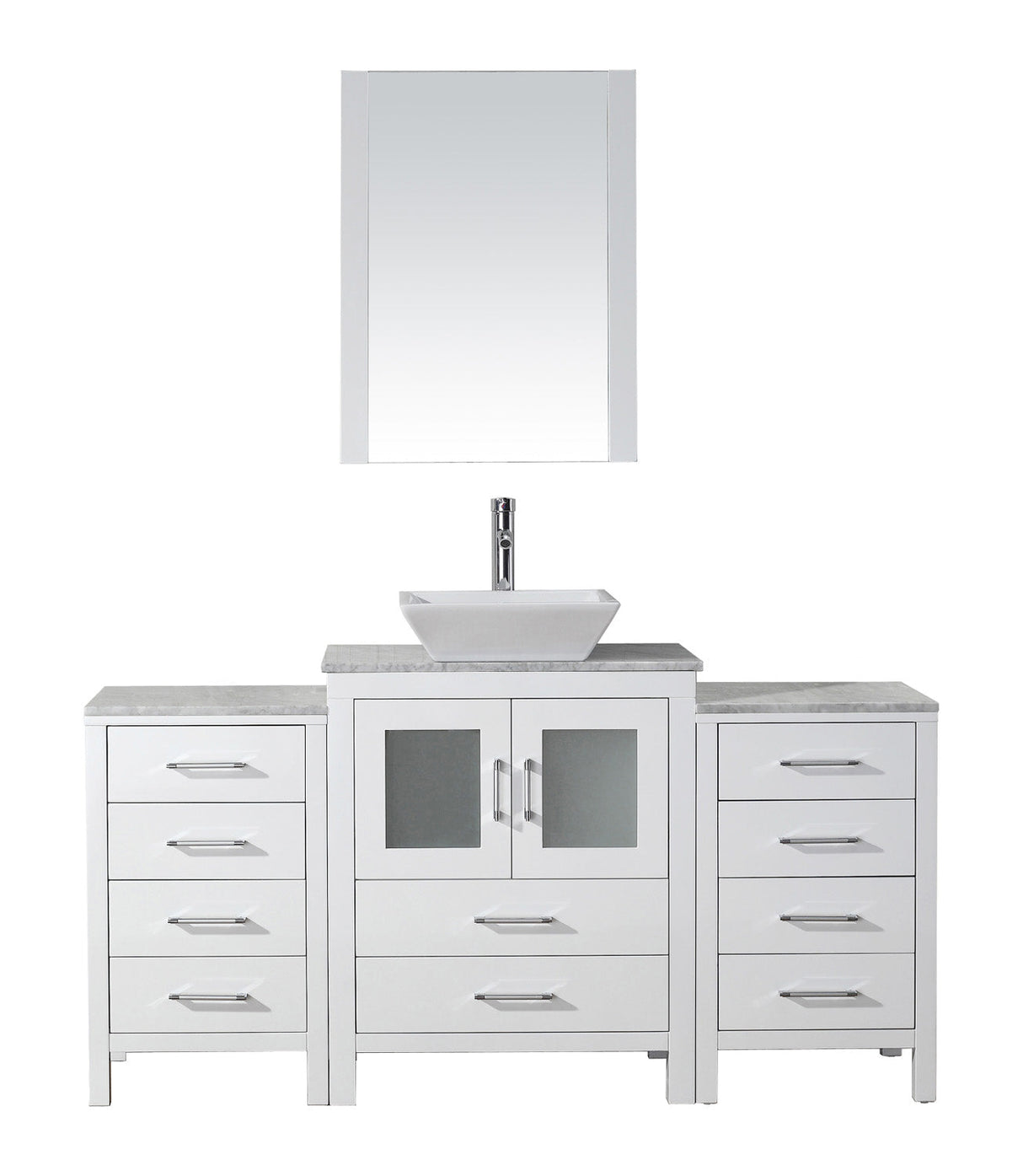 Virtu USA Dior 60" Single Bath Vanity with White Engineered Stone Top and Square Sink with Brushed Nickel Faucet and Mirror - Luxe Bathroom Vanities Luxury Bathroom Fixtures Bathroom Furniture