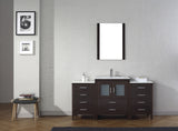 Virtu USA Dior 64" Single Bath Vanity with White Ceramic Top and Integrated Square Sink with Brushed Nickel Faucet with Matching Mirror