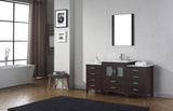 Virtu USA Dior 64" Single Bath Vanity with White Ceramic Top and Integrated Square Sink with Matching Mirror