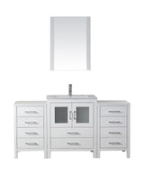 Virtu USA Dior 64" Single Bath Vanity with Slim White Ceramic Top and Square Sink with Brushed Nickel Faucet and Mirror - Luxe Bathroom Vanities Luxury Bathroom Fixtures Bathroom Furniture