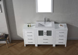 Virtu USA Dior 64" Single Bath Vanity with White Ceramic Top and Integrated Square Sink with Matching Mirror