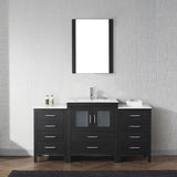 Virtu USA Dior 64" Single Bath Vanity with White Ceramic Top and Integrated Square Sink with Brushed Nickel Faucet with Matching Mirror