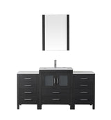 Virtu USA Dior 64" Single Bath Vanity with Slim White Ceramic Top and Square Sink with Brushed Nickel Faucet and Mirror - Luxe Bathroom Vanities Luxury Bathroom Fixtures Bathroom Furniture