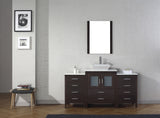 Virtu USA Dior 64" Single Bath Vanity with White Engineered Stone Top and Square Sink with Brushed Nickel Faucet with Matching Mirror