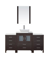 Virtu USA Dior 64" Single Bath Vanity with White Engineered Stone Top and Square Sink with Brushed Nickel Faucet and Mirror - Luxe Bathroom Vanities Luxury Bathroom Fixtures Bathroom Furniture