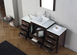 Virtu USA Dior 64" Single Bath Vanity with White Engineered Stone Top and Square Sink with Matching Mirror