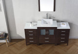 Virtu USA Dior 64" Single Bath Vanity with White Engineered Stone Top and Square Sink with Matching Mirror