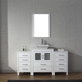 Virtu USA Dior 64" Single Bath Vanity with White Engineered Stone Top and Square Sink with Brushed Nickel Faucet with Matching Mirror