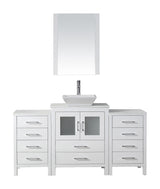 Virtu USA Dior 64" Single Bath Vanity with White Engineered Stone Top and Square Sink with Brushed Nickel Faucet and Mirror - Luxe Bathroom Vanities Luxury Bathroom Fixtures Bathroom Furniture