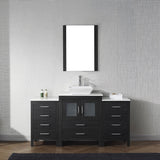 Virtu USA Dior 64" Single Bath Vanity with White Engineered Stone Top and Square Sink with Brushed Nickel Faucet with Matching Mirror