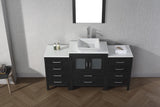 Virtu USA Dior 64" Single Bath Vanity with White Engineered Stone Top and Square Sink with Brushed Nickel Faucet with Matching Mirror