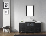 Virtu USA Dior 64" Single Bath Vanity with White Engineered Stone Top and Square Sink with Matching Mirror