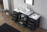 Virtu USA Dior 64" Single Bath Vanity with White Engineered Stone Top and Square Sink with Matching Mirror