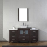 Virtu USA Dior 64" Single Bath Vanity with White Marble Top and Square Sink with Brushed Nickel Faucet with Matching Mirror