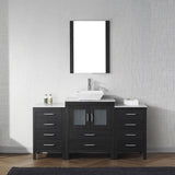 Virtu USA Dior 64" Single Bath Vanity with White Marble Top and Square Sink with Brushed Nickel Faucet with Matching Mirror