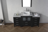 Virtu USA Dior 64" Single Bath Vanity with White Marble Top and Square Sink with Brushed Nickel Faucet with Matching Mirror