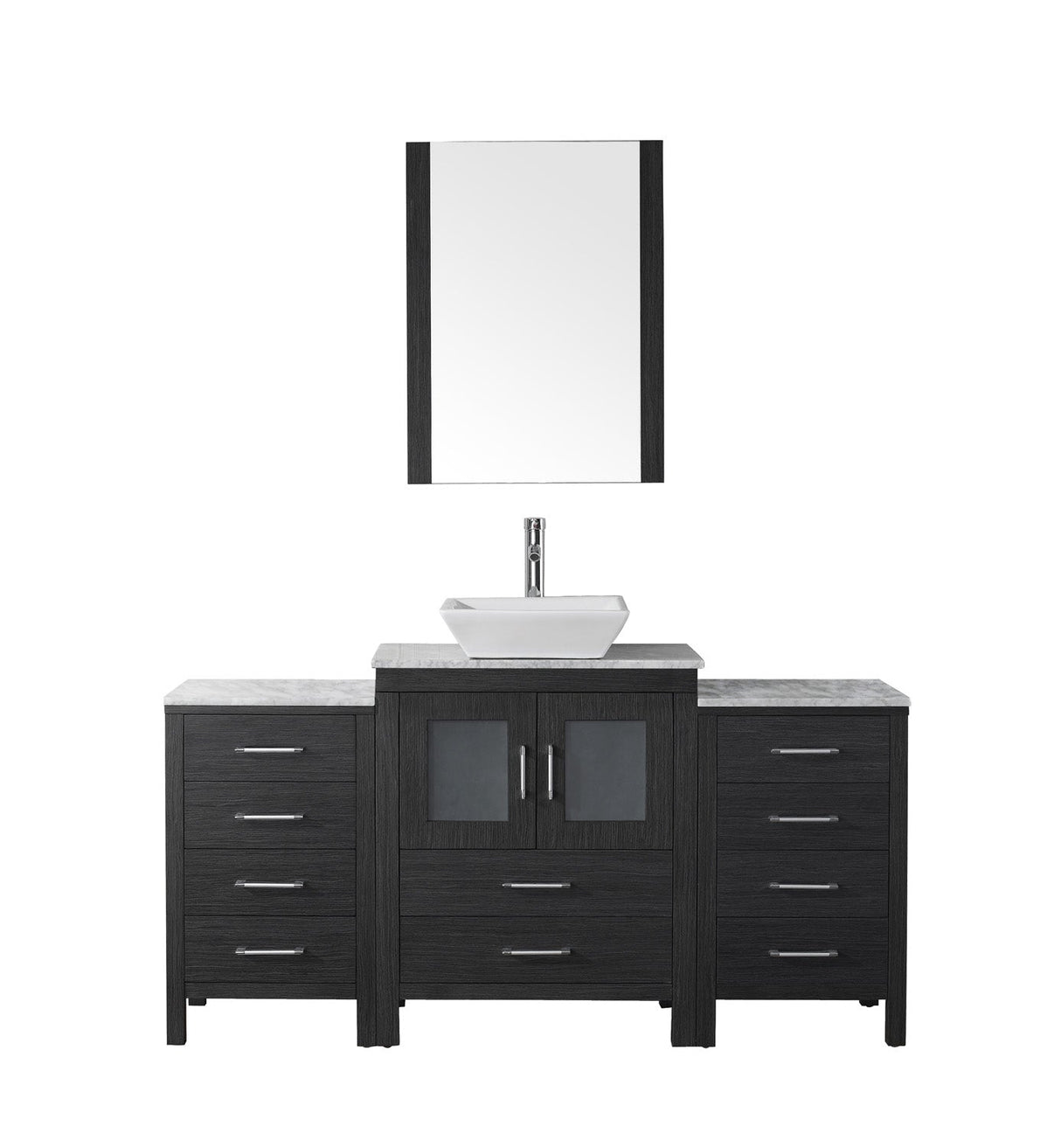 Virtu USA Dior 64" Single Bath Vanity with Marble Top and Square Sink with Brushed Nickel Faucet and Mirror - Luxe Bathroom Vanities Luxury Bathroom Fixtures Bathroom Furniture