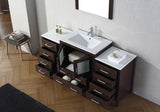 Virtu USA Dior 66" Single Bath Vanity with White Ceramic Top and Integrated Square Sink with Matching Mirror