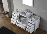 Virtu USA Dior 66" Single Bath Vanity with White Ceramic Top and Integrated Square Sink with Matching Mirror