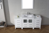 Virtu USA Dior 66" Single Bath Vanity with White Ceramic Top and Integrated Square Sink with Matching Mirror