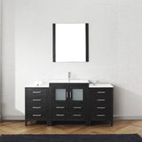 Virtu USA Dior 66" Single Bath Vanity with White Ceramic Top and Integrated Square Sink with Matching Mirror