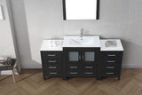 Virtu USA Dior 66" Single Bath Vanity with White Ceramic Top and Integrated Square Sink with Matching Mirror