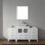 Virtu USA Dior 66" Single Bath Vanity with White Engineered Stone Top and Square Sink with Brushed Nickel Faucet with Matching Mirror