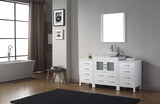 Virtu USA Dior 66" Single Bath Vanity with White Engineered Stone Top and Square Sink with Brushed Nickel Faucet with Matching Mirror