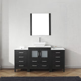 Virtu USA Dior 66" Single Bath Vanity with White Engineered Stone Top and Square Sink with Matching Mirror