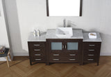 Virtu USA Dior 66" Single Bath Vanity with White Marble Top and Square Sink with Brushed Nickel Faucet with Matching Mirror