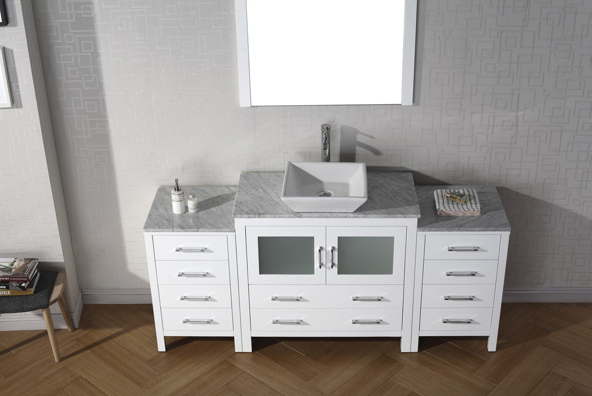 Virtu USA Dior 66" Single Bath Vanity with White Marble Top and Square Sink with Matching Mirror